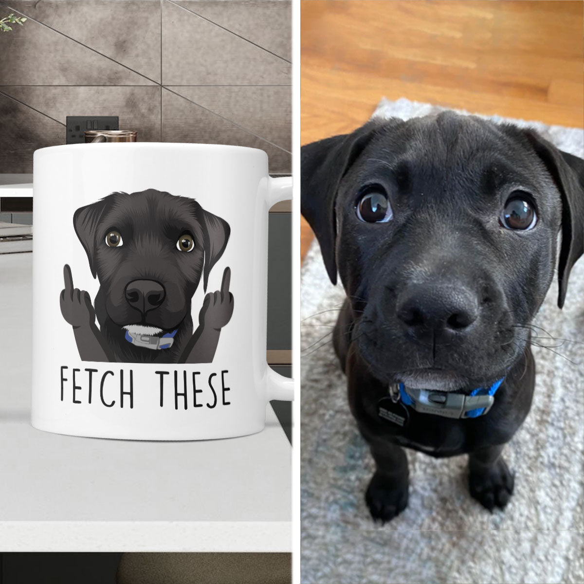 "Fetch These" Hand-Drawn Funny Custom Dog Mug