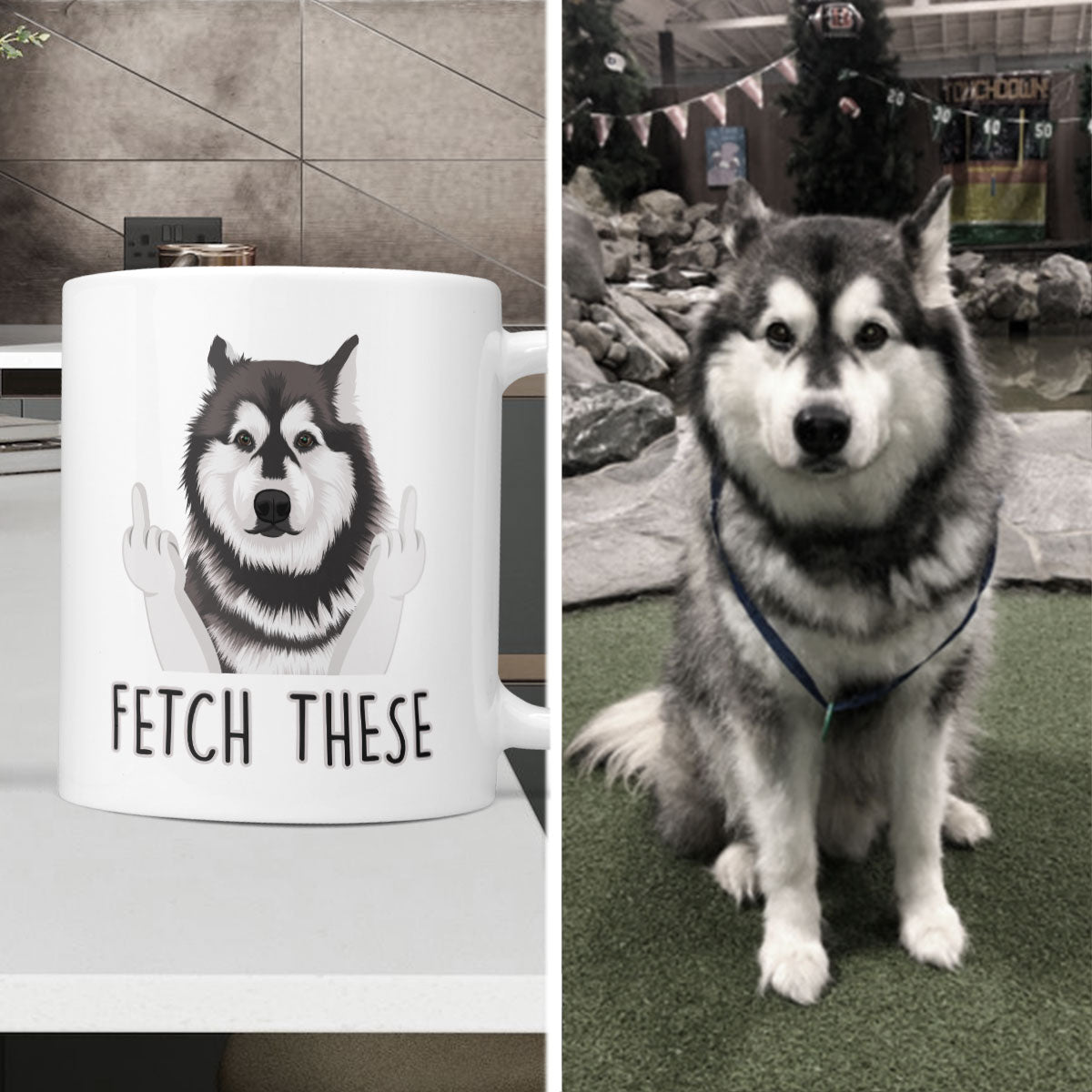"Fetch These" Hand-Drawn Funny Custom Dog Mug