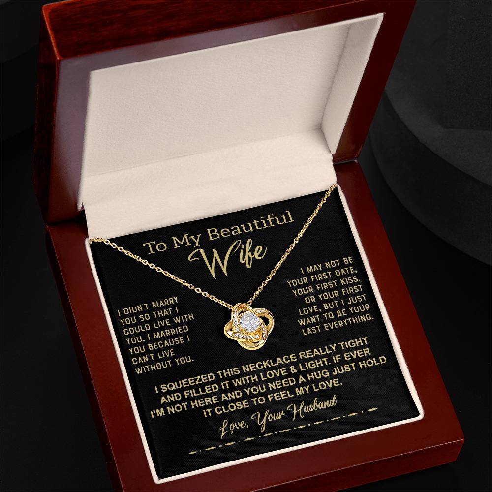 To My Beautiful Wife Gold - 50% Off Pre-Christmas Sale - -Love Knot Necklace