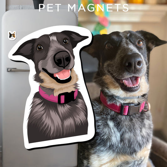 Hand-Drawn Dog Face Magnets