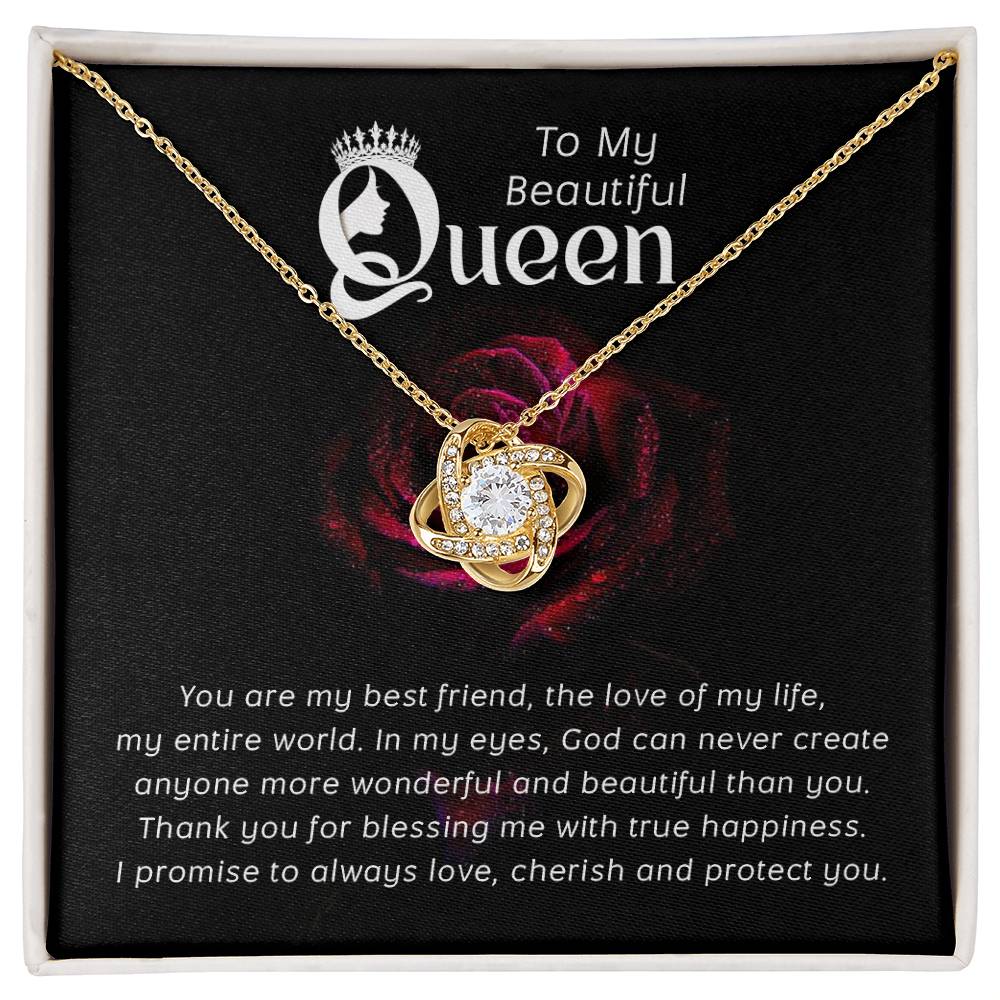 To My Beautiful Queen-Love Knot Necklace-FREE SHIPPING!