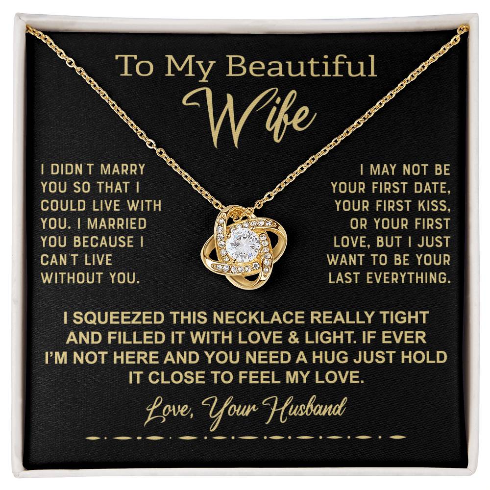 To My Beautiful Wife Gold - 50% Off Pre-Christmas Sale - -Love Knot Necklace