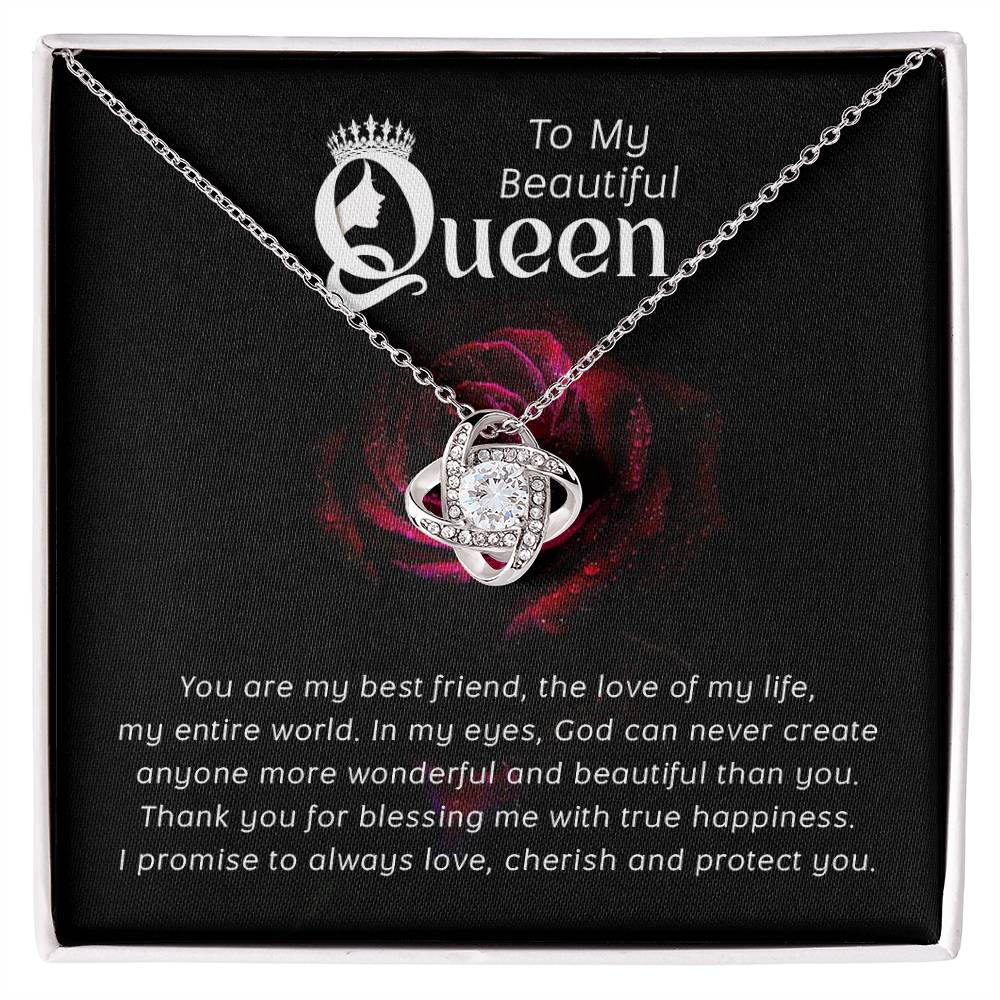 To My Beautiful Queen-Love Knot Necklace-FREE SHIPPING!