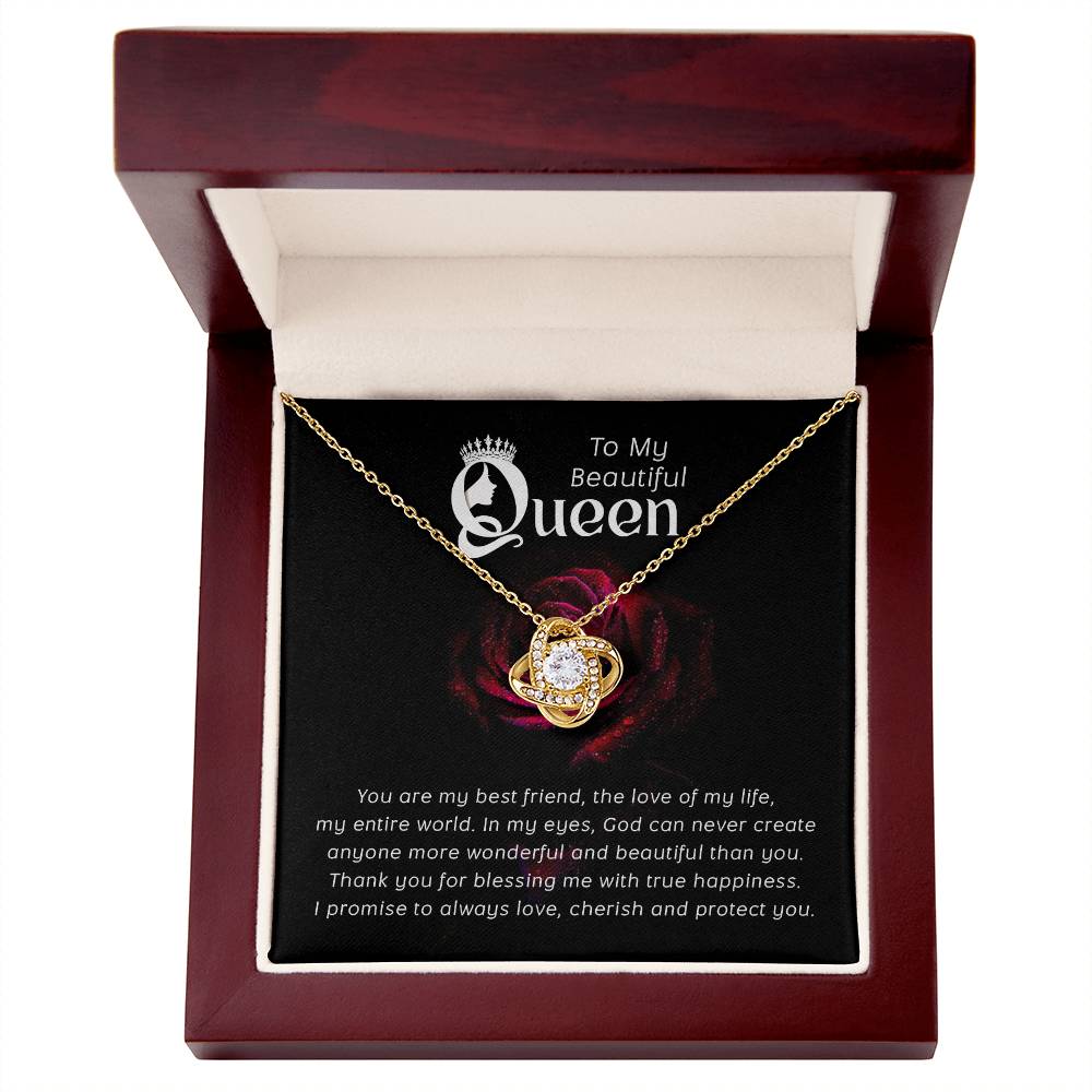 To My Beautiful Queen-Love Knot Necklace-FREE SHIPPING!