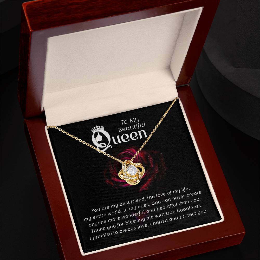 To My Beautiful Queen-Love Knot Necklace-FREE SHIPPING!