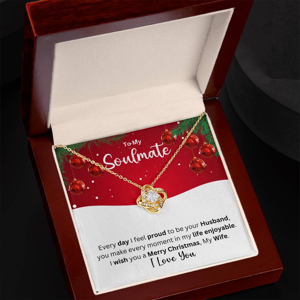 To My Soulmate Snowy Holiday Gift - 50% Off Pre-Christmas Sale - -Love Knot Necklace