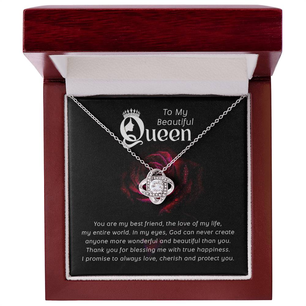 To My Beautiful Queen-Love Knot Necklace-FREE SHIPPING!