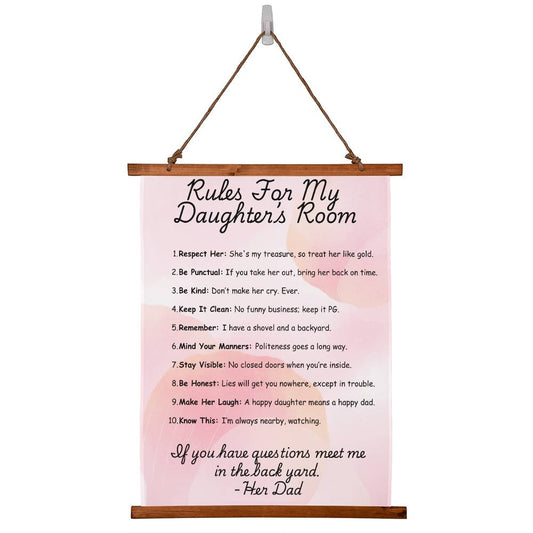 Rules For My Daughter's Room--Wood Framed Tapestry