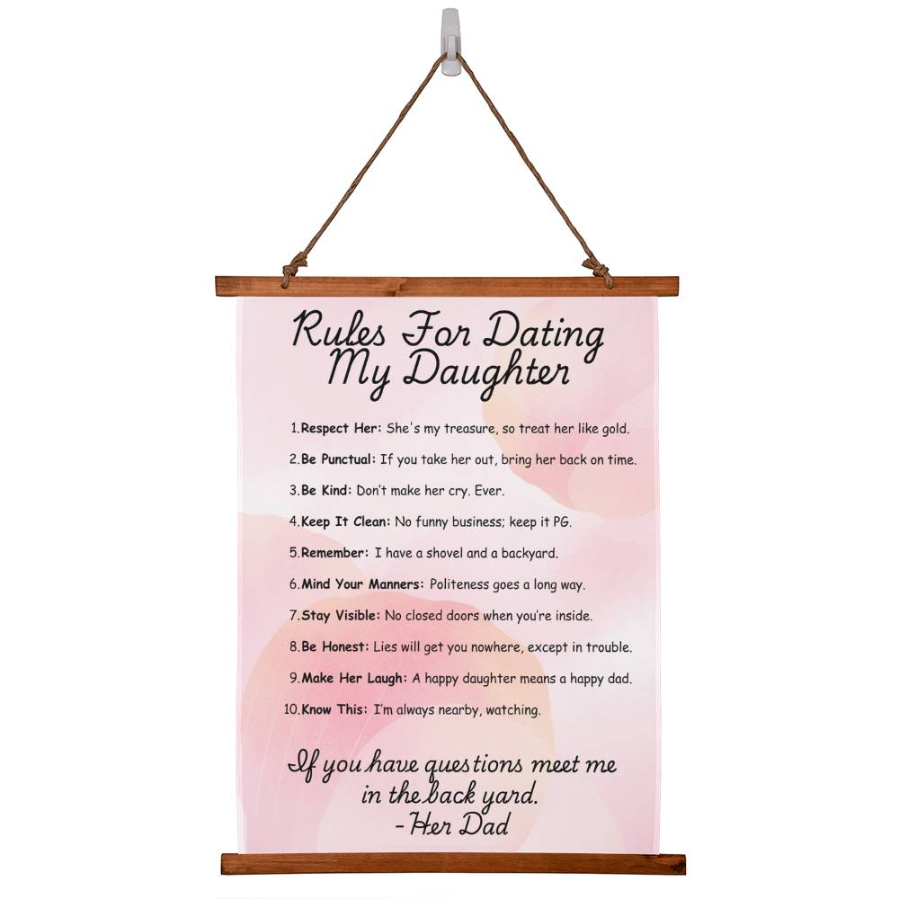 Rules For Dating My Daughter-Wood Framed Wall Tapestry