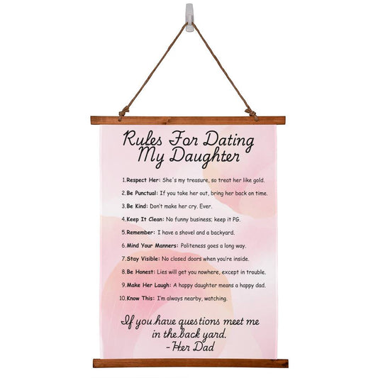 Rules For Dating My Daughter-Wood Framed Wall Tapestry