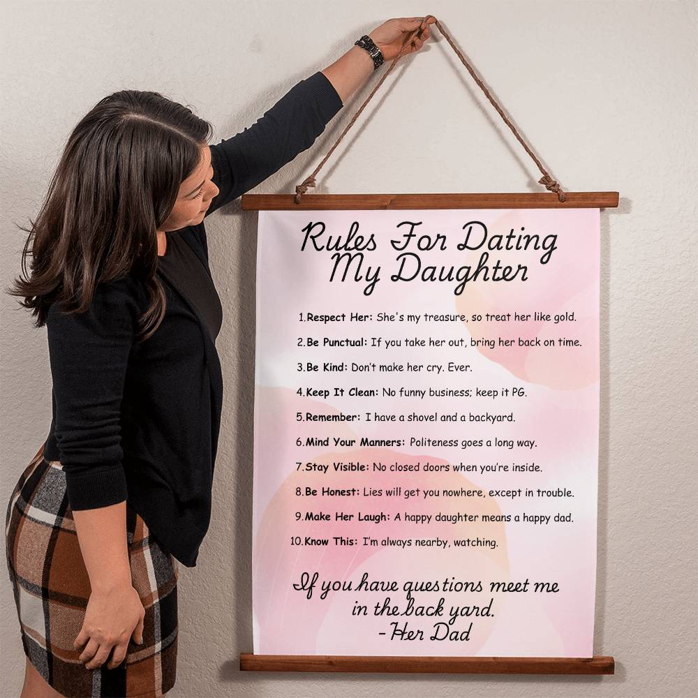 Rules For Dating My Daughter-Wood Framed Wall Tapestry