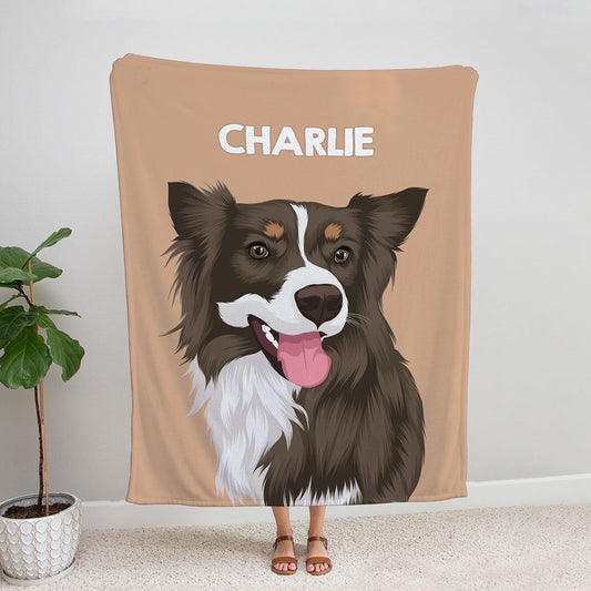 Hand-Drawn Dog Portrait Blanket